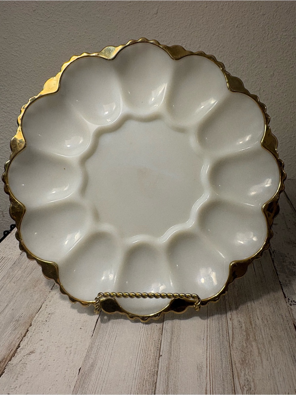 White and Gold Ceramic Deviled Egg Platter